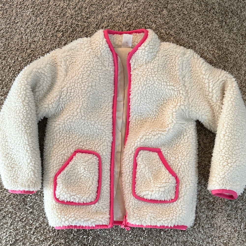 Cozy Kids Sherpa Jacket with Pink Trim
